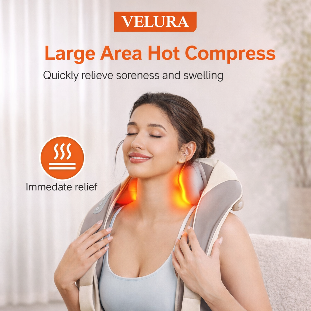 VELURA Shoulder & Neck Massager SRK-14 – Deep Kneading Shiatsu Massage with Heat Therapy