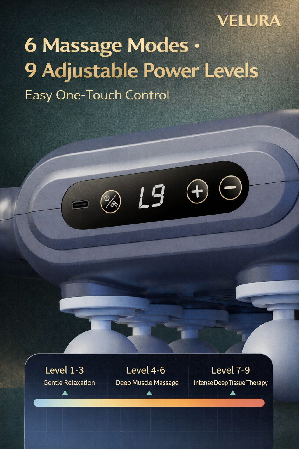 VELURA Eight Headed Fascia Gun SRK-12 – 8-Head Deep Tissue Percussion Muscle Massager
