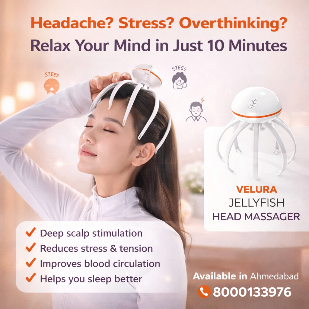 VELURA Jellyfish Head Massager SRK-8 – Electric Scalp Massager for Stress Relief & Deep Relaxation
