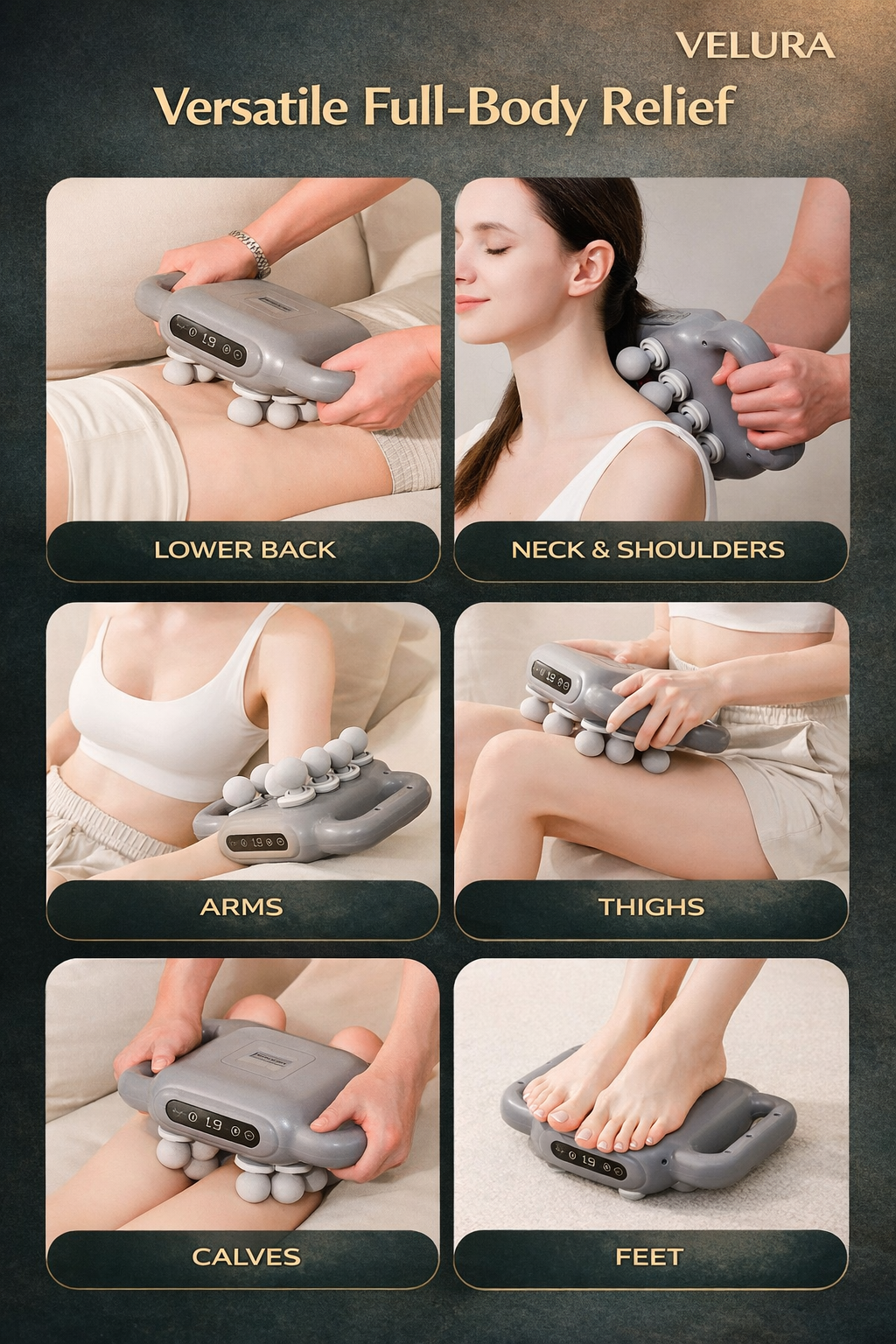 VELURA Eight Headed Fascia Gun SRK-12 – 8-Head Deep Tissue Percussion Muscle Massager