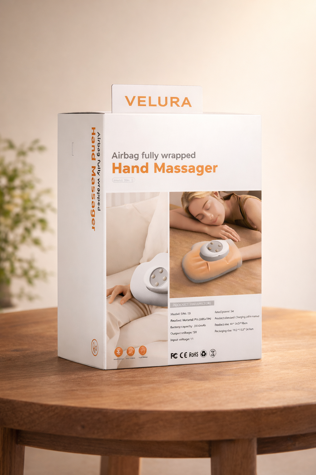 VELURA Air Compression Hand Massager SRK-13 – Heat Therapy & Pain Relief Device