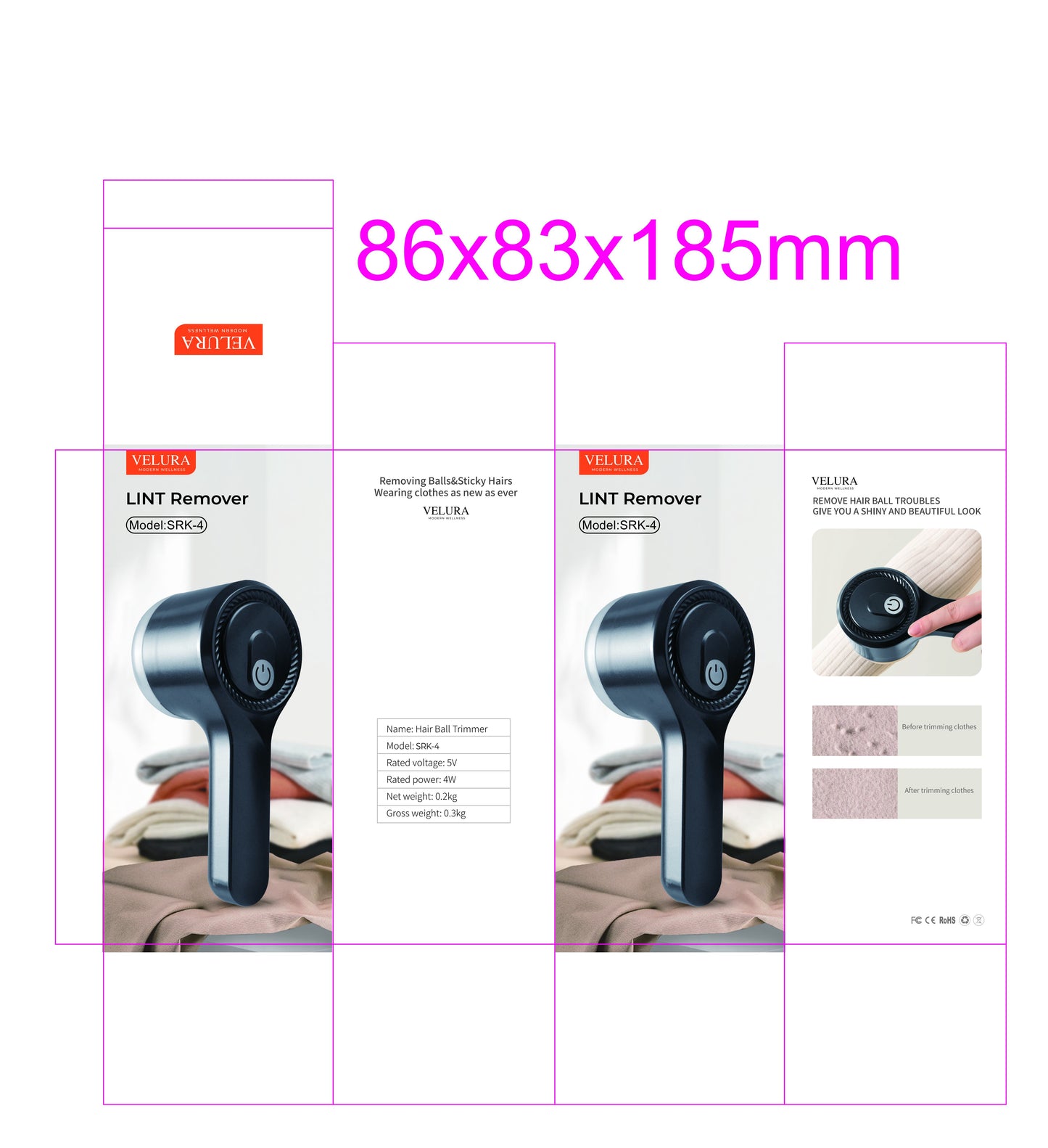 VELURA SRK-4 Premium Lint Remover & Hair Ball Trimmer