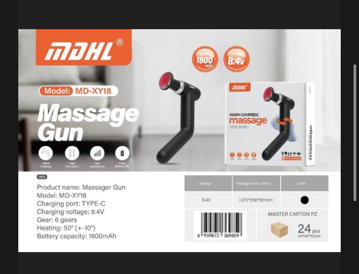 VELURA Warm Compress Massage Gun SRK-10 – Deep Tissue Massager with Heat Therapy & 6 Speed Levels