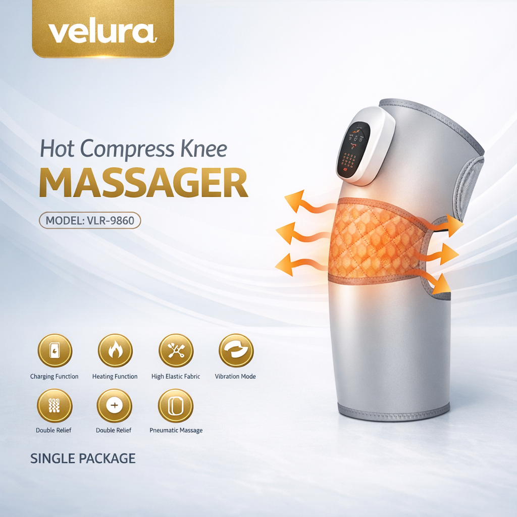 Velura Hot Compress Knee Massager SRK-15 – Heated Knee Pain Relief with Vibration Therapy
