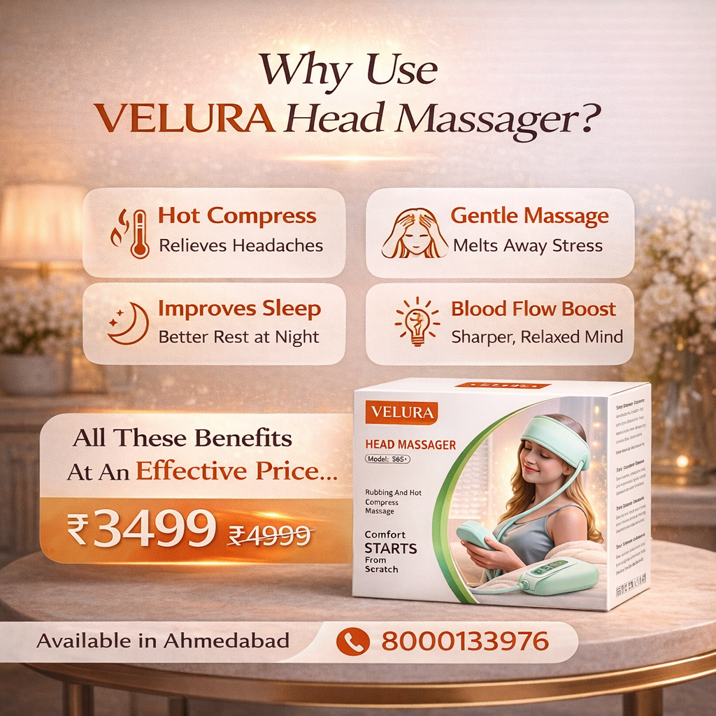 Velura Electric Head Massager SRK-7 with Heat Therapy – Relaxation, Stress Relief & Better Sleep