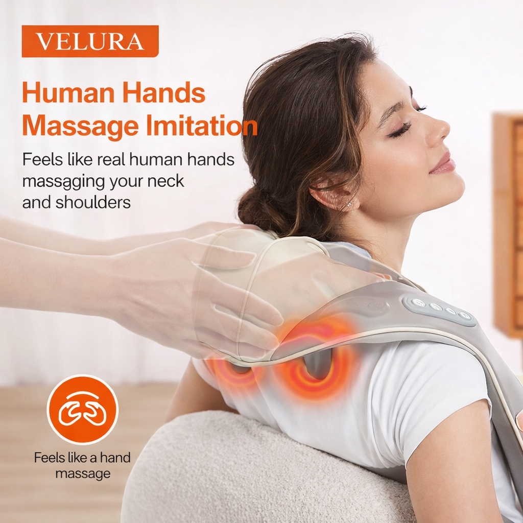 VELURA Shoulder & Neck Massager SRK-14 – Deep Kneading Shiatsu Massage with Heat Therapy